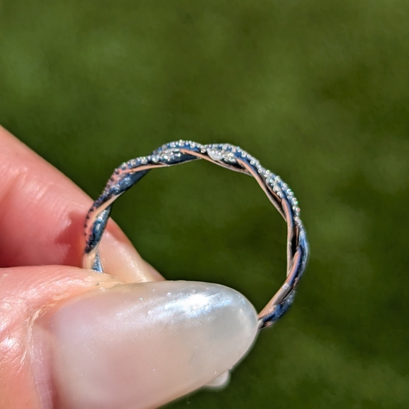 14k White Gold Open Diamond Twist Wedding Engagement Ring - Picture 2 of 7